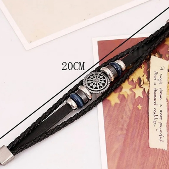 Fashion PU Retro Infinity Charm Wrap Men Bracelet - Picture 8 of 8